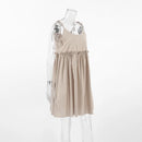 Cotton Linen Suspender Dress Spring and Summer Women's Beach Style Fake Casual Loose Soft Ruffled Edge A-line Suspender Dress