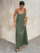 Fashionable Sexy Spicy Solid Color Strapless Backless Long Elegant Dress for Women