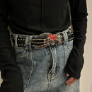Unisex Jeans Belt Gothic Punk Y2k Designer Belts For Women Plus Size Skull Hand Heart Rivet Black Men's Belt Male Dark series
