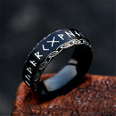 Vintage Norse Futhark Viking Runes Finger Rings Men's Antique Steel Celtic Knot Triquetra Talisman Accessories Icelandic Jewelry