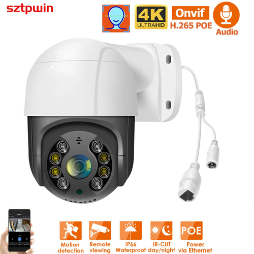 8MP 2.5'' POE PTZ Video IP CCTV Surveillance Security NetworkCamera System 4XDigital ZOOM FaceDetection OutdoorWaterproof XMEYE