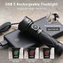 Sofirn SR15 4500LM 手电筒 SFT25R 大功率LED灯 21700 USB C 可充电放电手电筒