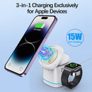 3 in 1 Transparent Magnetic 15W Wireless Charger Charger Stand For iPhone 14 13 12 ProMax Airpod Pro Watch 8 SE Charging Station