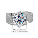 925 Sterling Silver 5 Carat Moissanite Eternity Ring Fashion Trend Temperament Design Light Luxury Niche  Senior Lady