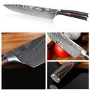 KEPEAK Kitchen Knife Set 7Cr17Mov Stainless Steel Chef Knife Ultra Sharp Santoku Cleaver Utility Knife Cooking Knives Nylon Bag