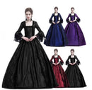 Medieval Victorian Court Lace Patchwork Gothic Dress Halloween Witch Cosplay Party Costume Square Neck Flare Sleeve Maxi