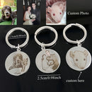 Custom Pet Portrait Family Commemorative Photo Text Keychain Stainless Steel Personalized Matching Key chain Mother's Day Gift