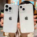 奢华透明防震手机壳，适用于 iPhone 15 14 13 12 Mini 11 Pro X XR XS Max 7 8 Plus SE，透明边框软 TPU 保护套