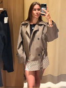 Chic Grid Belt Women's Coat Double Breasted Lapel Lace-Up Long Sleeve Lady Coats 2026 Autumn Fashion Female Vintage Jacket Lady