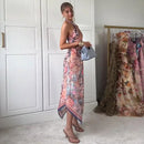 Chic Printed Women's Dress Halter Sleeveless Irregular Waist-Closed Lady Dresses 2026 Summer Chic Female Vacation Holiday Robe