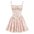 Boho Inspired floral print mini dress for women pintuck details sexy summer dress straps cute hot girl party dresses holiday