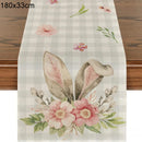 2024 Easter Rabbit Table Runner Linen Bunny Dining Table Cloth Placemat Spring Holiday Happy Easter Decoration For Home Kitchen