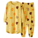 Big Size M-5XL Spring Knitted Cotton Pijamas Two Piece Set Long Sleeved Women Pyjamas Ladies Sleepwear Cute Cartoon Pijamas