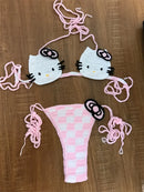 Lady's Cute Crochet Bikini Set 2 Pieces Bathing Suit Sexy Micro Bikinis 2024 Ties Swimsuit Thong Swimwear Women Swimming Suit