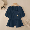 2025 ZANZEA Elegant Puff Sleeve Work Blouses Women Summer Shirts Square Neck Stylish Solid Buttons Tunic Tops Waisted OL Blusas