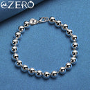 ALIZERO 925纯银18K镀金光滑6毫米珠子手链女式吊坠婚订派对珠宝礼物