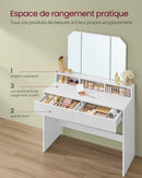 VASAGLE Dressing Table with Large Rectangular Mirror, Vanity Table with 2 Drawers and 3 Open Compartments, Vanity Table, Modern