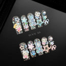 10件Y2K辣妹长棺材手工穿戴甲 3D三丽鸥Hello Kitty小熊珍珠钻石五角星穿戴美甲