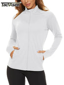 TACVASEN Full Zip UPF 50+ Sun Protection Summer Jackets Womens Long Sleeve Shirts Casual Jackets W/ Zipper Pockets Tops Outdoor