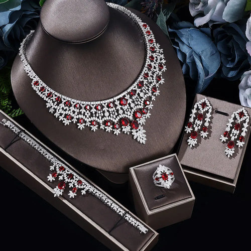 The Elysian Suite | 4-Piece Cubic Zirconia Bridal Jewelry Set with Rhodium Plating