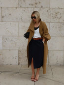 The Vilanelle | Oversized Long Trench Coat with Stand Collar