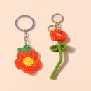 Lovely Handmade Knitted Flower KeychainCrocheted Key Rings for Women Girls Handbag Pendants Charms DIY Jewelry Gifts