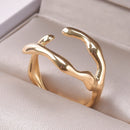 Irregular Liquid Branch 304 Stainless Steel Rings For Women Men's Accessories Fashion Jewelry Finger Adjustable Ring Bague Party