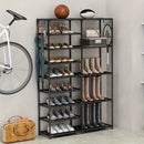9-Tier Tall Shoe Rack, Large Capacity Organizer with Hooks, Vertical Free-Standing Heavy Duty Rack, Holds 24-35 Pairs, Black