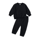 2026 New Arrivals Little Girls Clothing Tracksuit 2 Pieces Set Warm Fleece Plain Top Sweatshirt+Pants Loungewear Suit For Kids