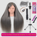 New Female Mannequin Training Doll Head With 70% Real Hair For Hairsyles Hairdressing Cosmetology Dolls Head With Stand Tripod