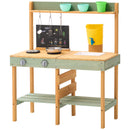 SucceBuy Wooden Mud Kitchen Toys for Kids with Cookware Pots & Accessories Outdoor Toddler Grocery Playset for Childern Cooking