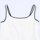 Women Midi Dress Female Casual Suspender Dress Color Contrasting Edge 2025 Summer Ladies Slim Square Collar Elegant Long Dresses