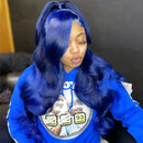 Navy Blue 13x6 Lace Front Body Wave Human Hair Wigs Brazilian Blue Colored HD Transparent Lace Front Wigs For Women Pre Plucked