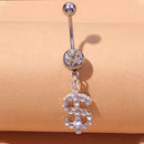 Hip Hop Dollar Belly Button Nail Rings Stainless Steel Anti Allergy Punk Rhinestone Dangle Belly Piercing Jewelry For Women Gift