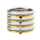 Personalized Names Birthstone Ring 3mm & 1mm Stainless Steel With AAA+ Zircon Engraved for Mothers Day Woman Jewelry Gift