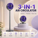 3-in-1 Modern Air Circulator Fan 5 Speeds 4 Heights Quiet Portable Pedestal Stand Fan USB-C for Home Bedroom Office RV Camping
