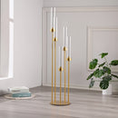 Gold Floor Candelabra 5 Arm Tall Candle Holder with Acrylic Lampshade for Wedding Table Birthday Party Decoration 10PCS
