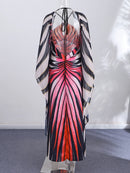 Holiday Loose Striped Long Dress Women Halter Batwing Sleeve Backless Lace Up Chic Party Dresses 2026 Summer Vacation Beach Robe