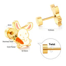 LUXUSTEEL Lovely Coloful Animal Stud Earrings For Girls Stainless Steel Anti-allergy Rabbit Penguin Dog BFF Jewelry Gifts