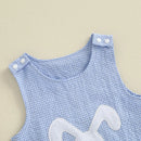 Infant Unisex Easter Romper Sleeveless Round Neck Bunny Embroidery Carrot Embroidery  Outfit for Baby Boy Girl