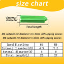 M5 M6 M8 Plastic Expansion Tube Rubber Plug Wall Plastic Pipe Nylon Plunger Expand Screw Anchors Green and White 25/50/75/100PCS