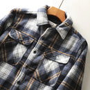Autumn Winter Men's Fleece Linend Warm Shirt Jackets Thickened Long Sleeve Flannel Checked Shirts Vintage Casual Men Shirt Coats