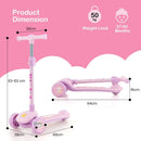 DORTALA Folding Kids Scooter Kick Scooter Extra Wide Deck LED Lighted Wheels Rear Brake