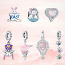 Hot Original Pendant S925 Sterling Silver Rabbit Charm Fit 3mm Bracelet Diy For Women Classic Easter egg beads Daily Gift Fine