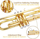 SLADE Bb Trumpet Brass Instrument Standard Brass Trumpet Set for Students Beginners Professional Trumpet Gold Silver with Box