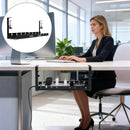 Under Desk Cable Management Tray Retractable Black, No Drill Clamp-On Cord Organizer Rack, Adjustable 31-55cm Carbon Steel Wire Storage Holder for Office Home, Large Capacity Cable Tray for Power Strips, Easy Assemble, Durabl