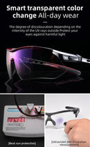 ROCKBROS Cycling Glasses Photochromic Eyewear Bicycle Color Changing Lens Sunglasses Sunscreen Men Women Outdoor Sports Goggles