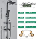 Rozin Black Smart Thermostatic Shower Faucet Set Bathroom Intelligent Rainfall Digital Mixer Tap With Rack and Bidet Bath System