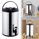 Stainless Steel Double-Layer Container 6L/8L with Faucet Beverage Dispenser Milk Tea Buckets Ideal for Water Milk Tea and Coffee