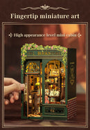 CUTEBEE DIY Book Nook Kit Miniature Dollhouse with Light Wooden Bookshelf Insert Retro Booknook Decor for Gifts Bookshop Series